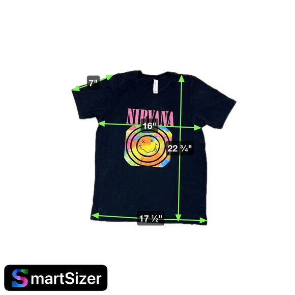Nirvana Psychedelic Smiley Face Kids Size XL Women’s Size Small Grunge Rock Tee - Picture 4 of 4